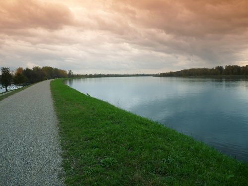 Susanne Rosenfelder Blattschatten-Rhein-mit-dramatischen-Wolken-braun